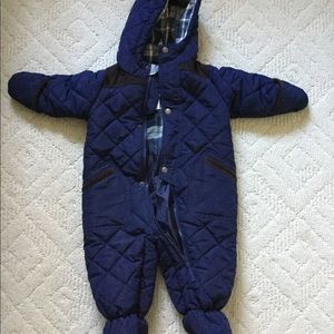 baby boy thick quilted pram snowsuit